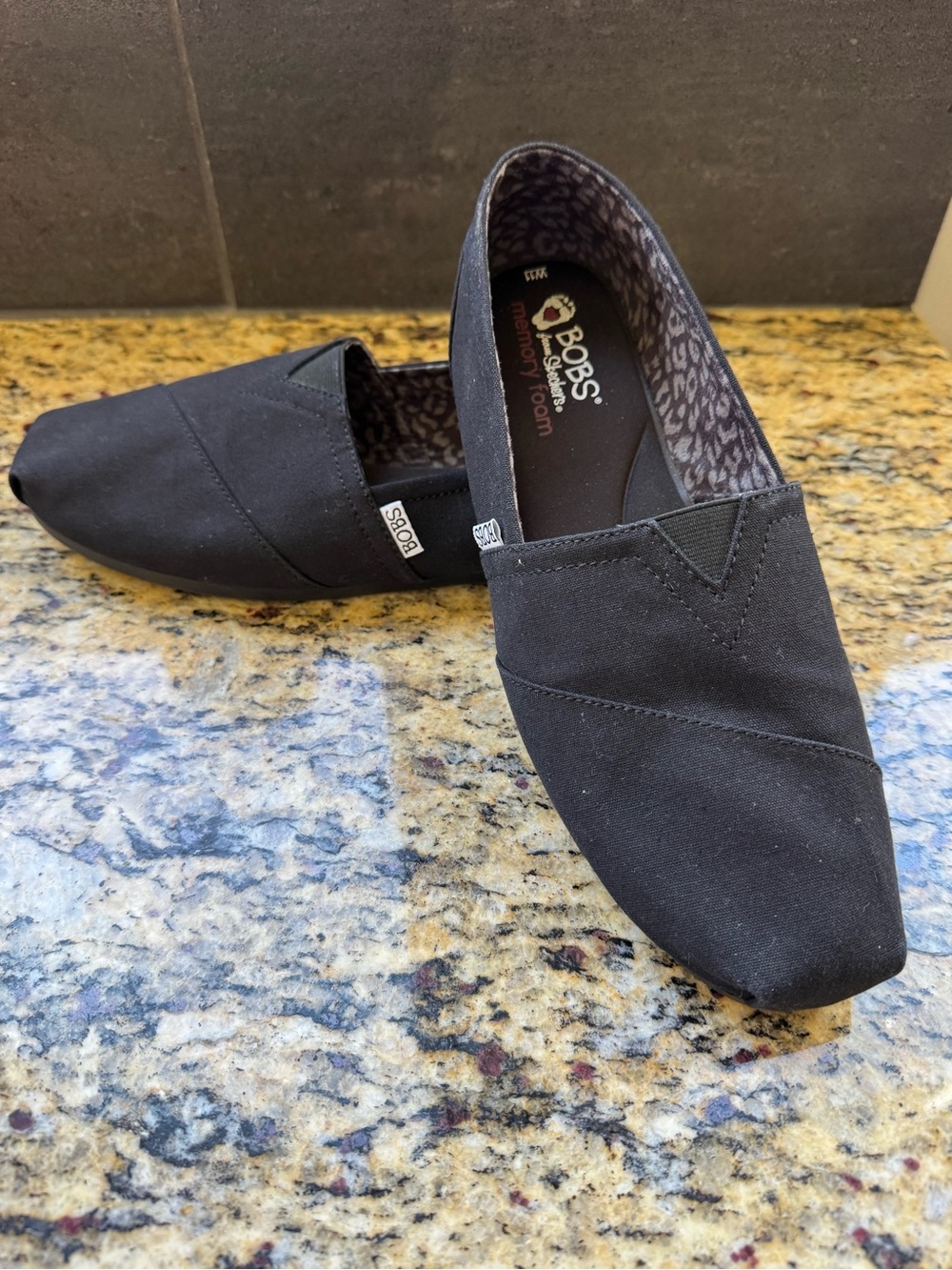 Skechers BOB Black Women's Slip-On Canvas Flats